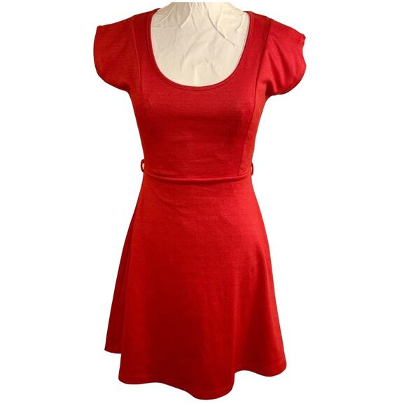 VTG Rue 21 Red Short Mini Dress Sz S Cap Sleeves Y2K 90s Feminine Valentines Day - Picture 1 of 10